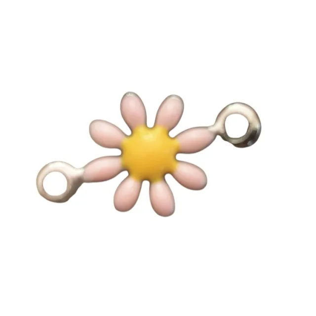 Daisy spacer in stainless steel, pink, 8x13mm
