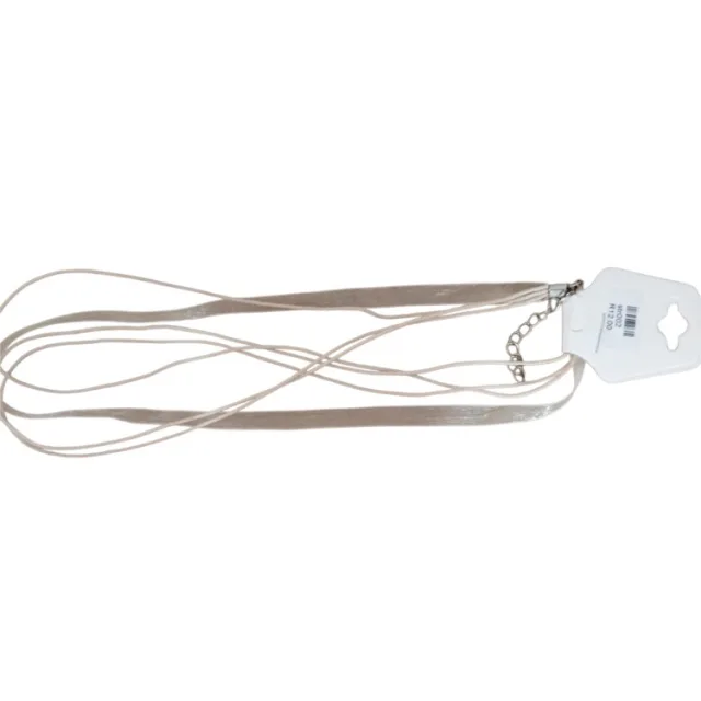 Ribbon necklace w clasp, cream, 45cm