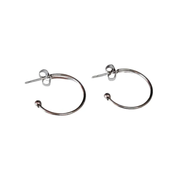 C- shaped pair of earrings, Stainless steel, 20mm