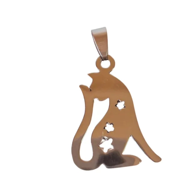 Cat with stars pendant, Stainless steel, 40 x 24mm