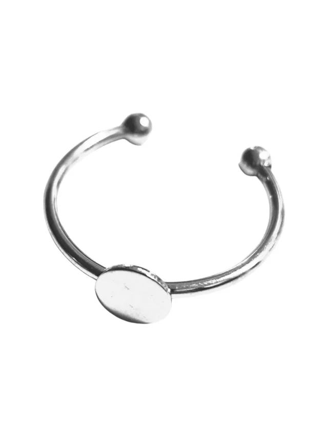 Stainless steel flat base adjustable ring, 6mm base of ring for stone
