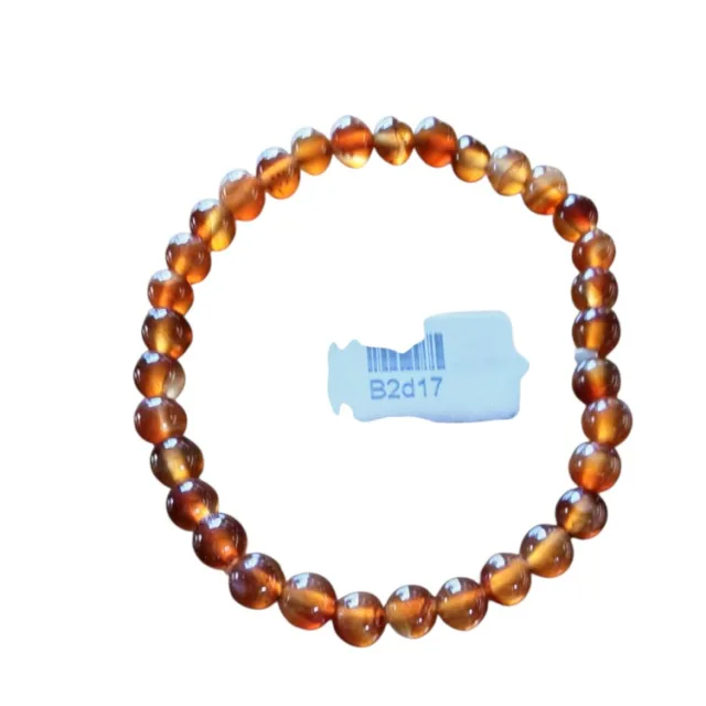 Carnelian bead bracelet, 6mm, stretchcord