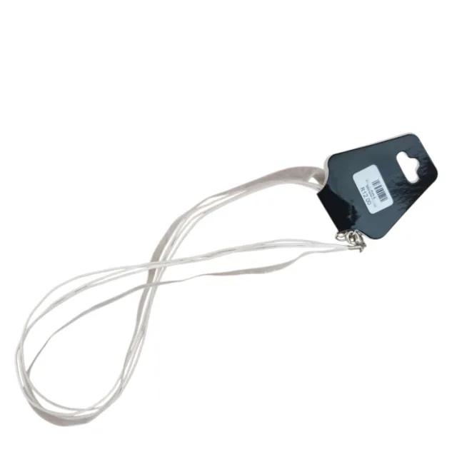 Ribbon necklace w clasp, white, 45cm