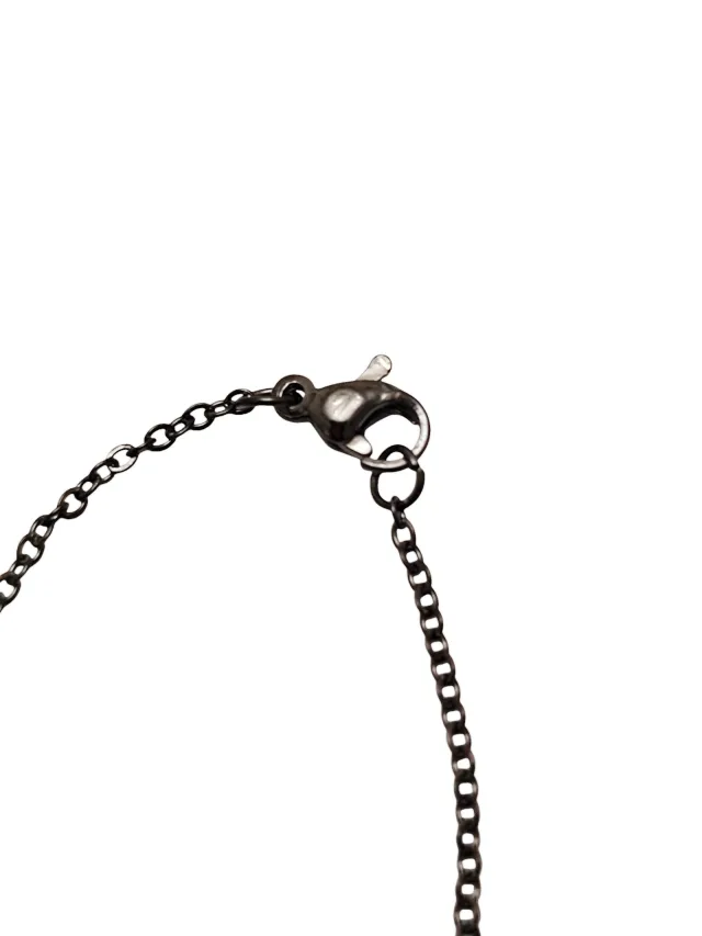 Stainless steel chain w clasp, 2mm, 45cm, black