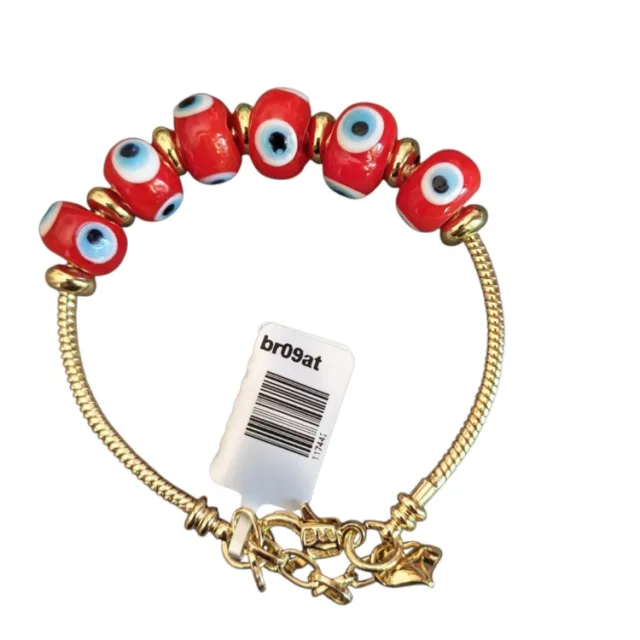 Eye bracelet, Red, 6 Oval glass beads