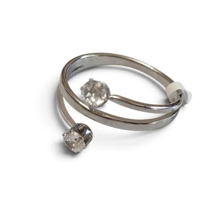Stainless steel ring, size 6-13, Silver, Double stone