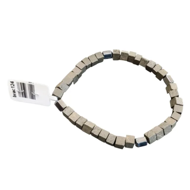 Wood w hematite bead bracelet, stretchcord