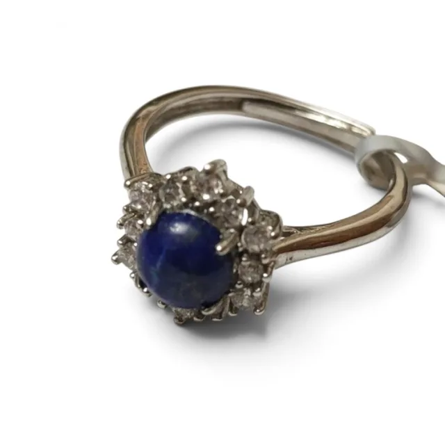 Lapis Lazuli Halo dress ring, Base metal, adjustable