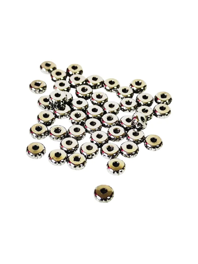 4 x Disc beads, Stainless steel, 2 x 4mm