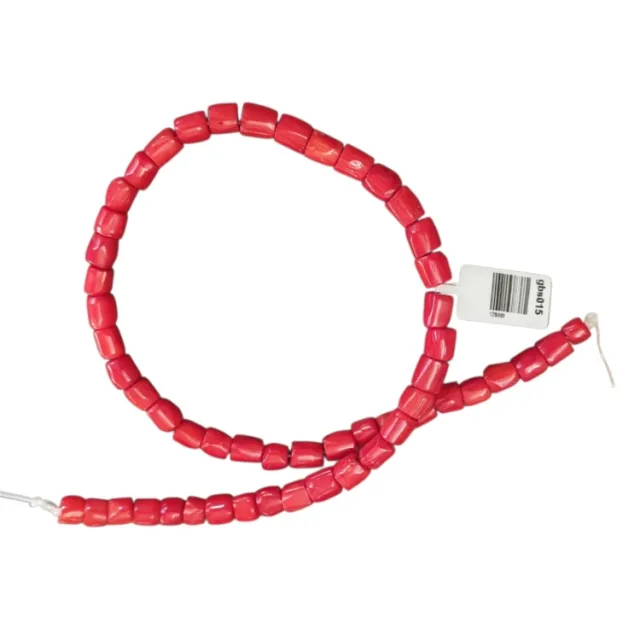 Red coral tube shaped bead strand, 6-7mm bead, 39cm