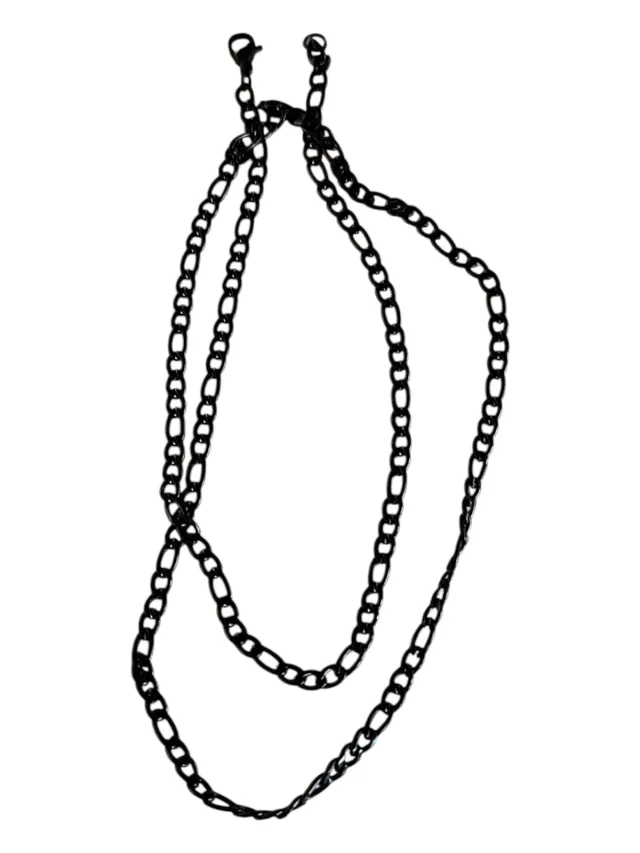 Black Stainless steel Figaro chain w clasp, 4mm, 60cm,
