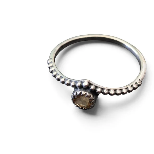 Citrine ring in 925 silver, Round, size 9