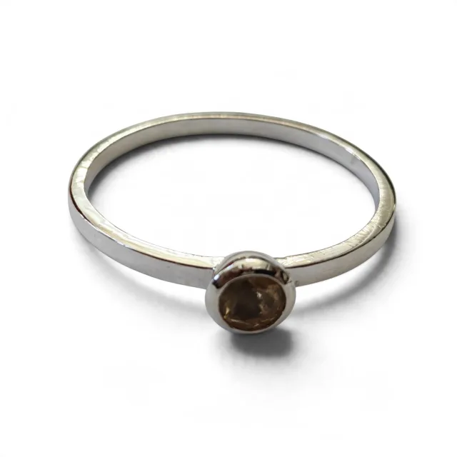 Citrine ring in 925 silver, Round, size 9
