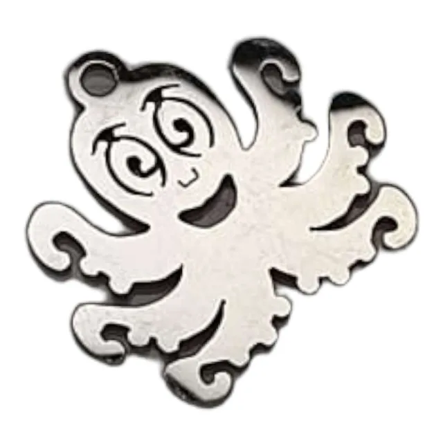 Octopus charm in stainless steel, 16mm