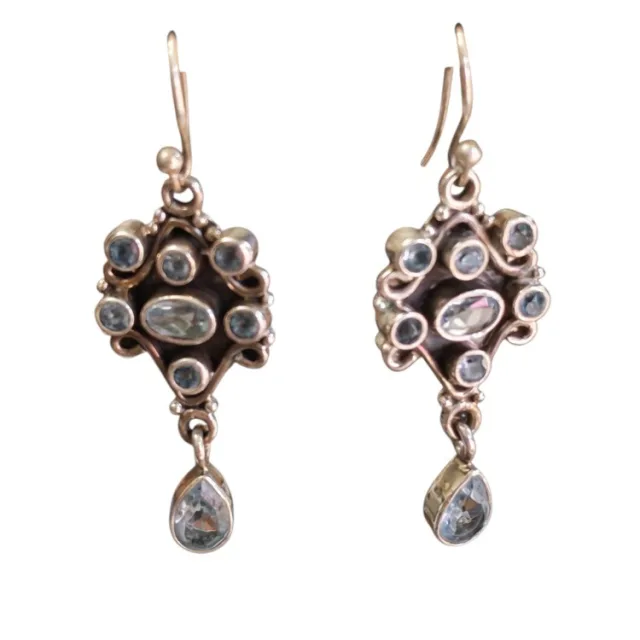 Blue Topaz dangle earrings, set in 925 silver