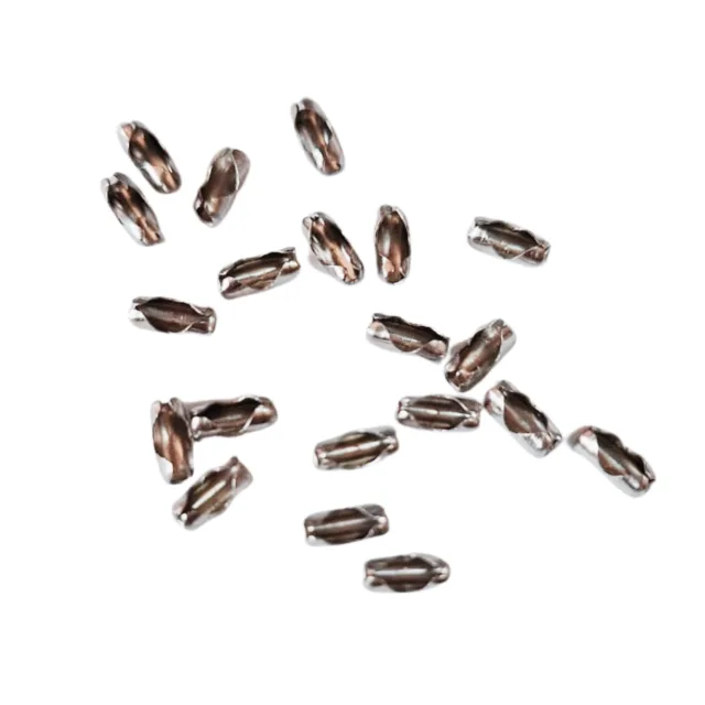 20 x Ball chain crimp ends, Stainless steel, 5.5 x 2mm
