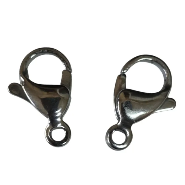 Stainless steel lobster clasp, 13mm, 2 pcs