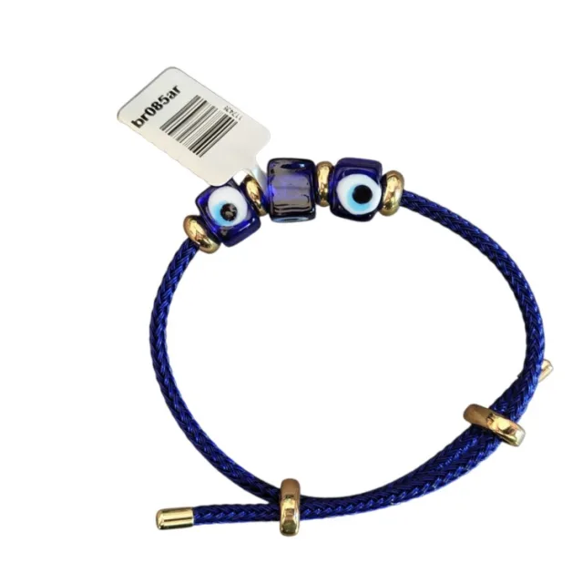 Eye bracelet, Ink Blue, 3 square glass beads