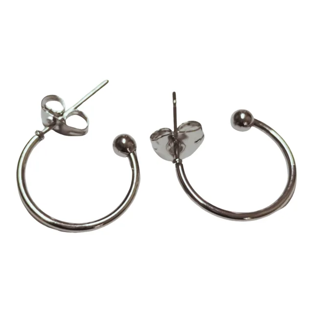 C- shaped pair of earrings, Stainless steel, 15mm