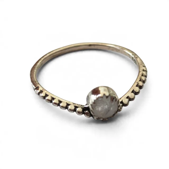 Moonstone ring in 925 silver, Round, size 6