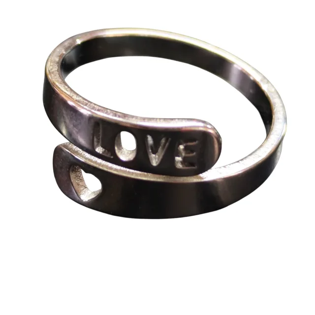 Engraved ring, stainless steel, Love, adjustable