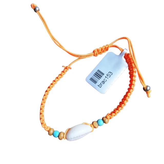 Cowrie shell woven adjustable bracelet, assorted color woven string, 4mm woven string