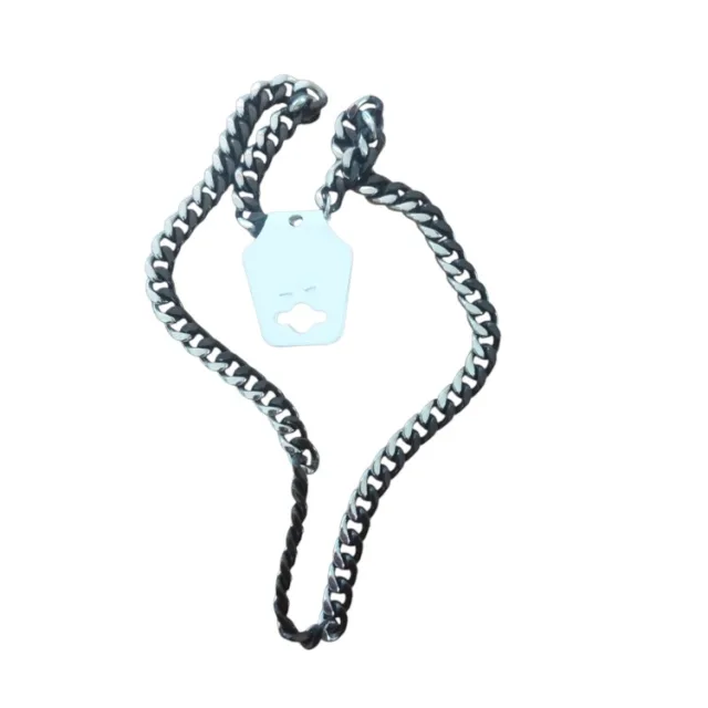 Black and Silver Curb Chain with clasp, Stainless steel, 9.6mm wide, 58cm