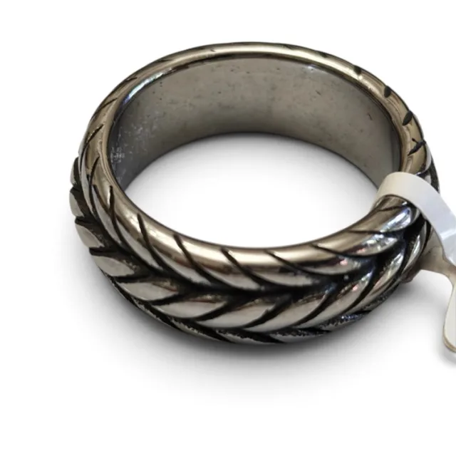 Stainless steel ring, size 6-13, Silver, Rope design