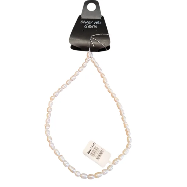 White Oval Rice pearl, Approximately 4-5mm in size, 35 cm