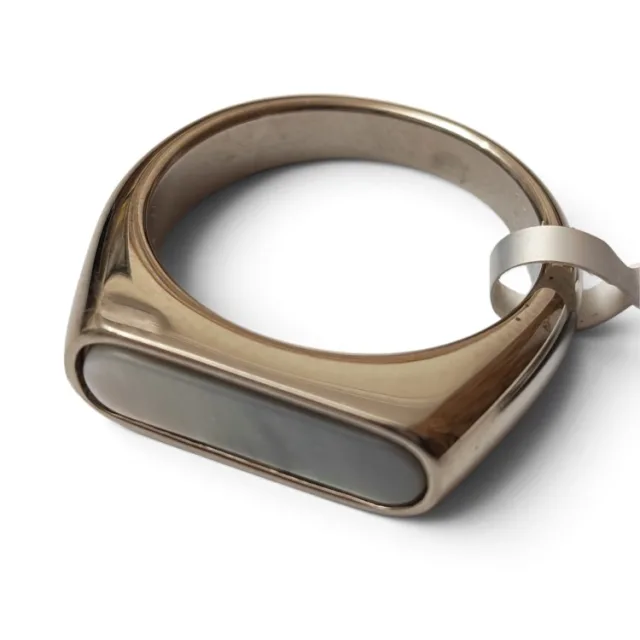 Stainless steel ring, size 6-13, Silver w Mother of Pearl