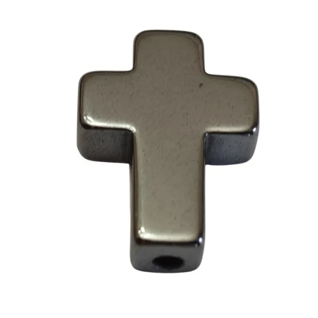 Hematite cross bead, hole top to bottom, 14mm