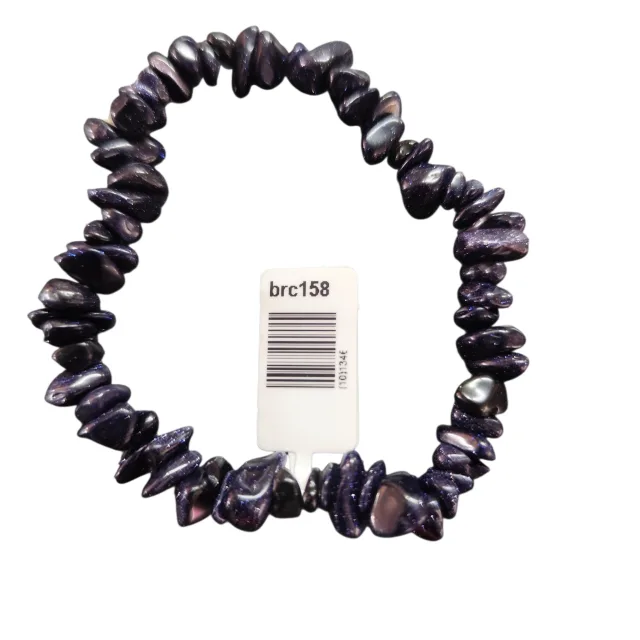Blue Goldstone chip bracelet, stretchcord