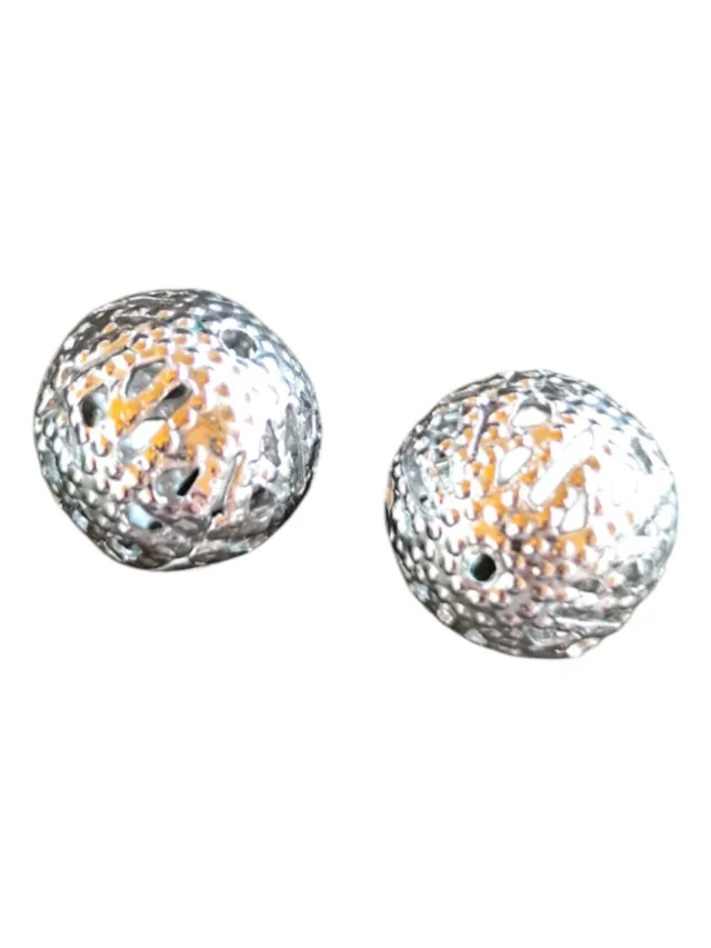 2 x Round Hollow bead in stainless steel, 10mm