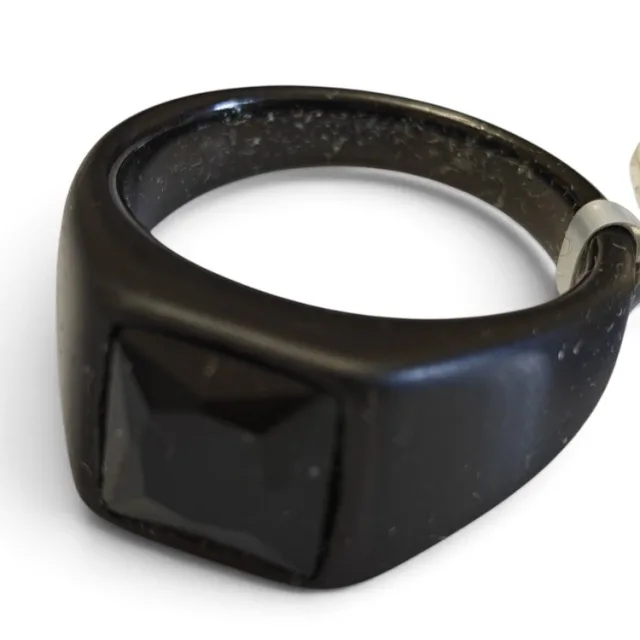 Stainless steel ring, size 6-13, Black slim Signet Ring