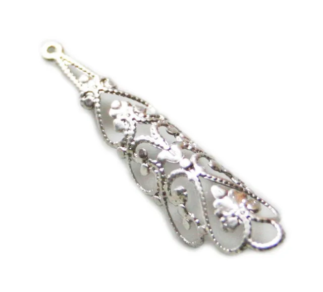 2 x Filigree drop charm in stainless steel, 40mm