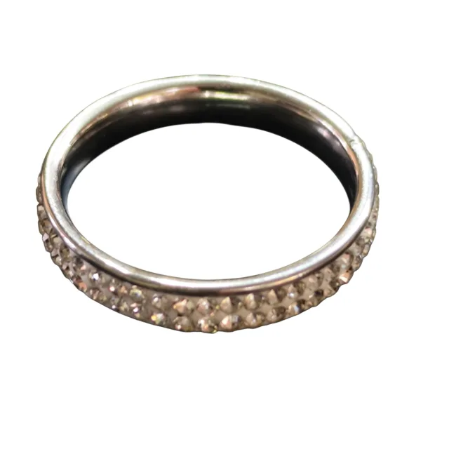 Rhinestone encrusted ring, stainless steel, ass. sizes