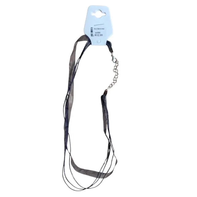 Ribbon necklace w clasp, black, 45cm