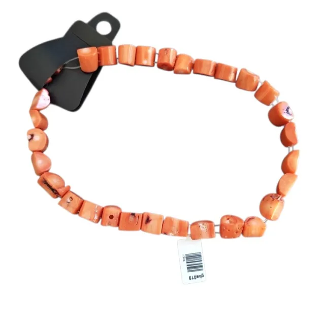 Salmon color coral irregular tube shaped bead strand, 39cm