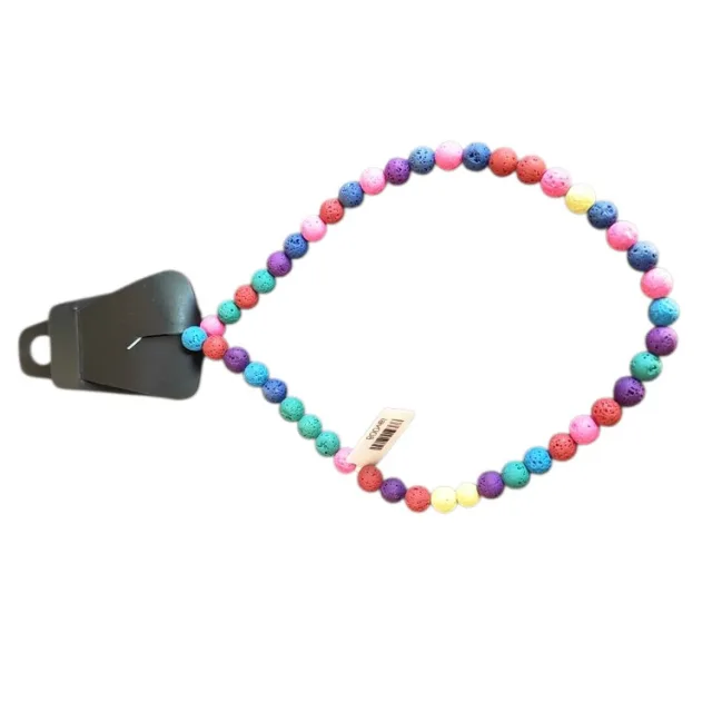 Multi colored Lava bead string, round, 8mm, 40cm