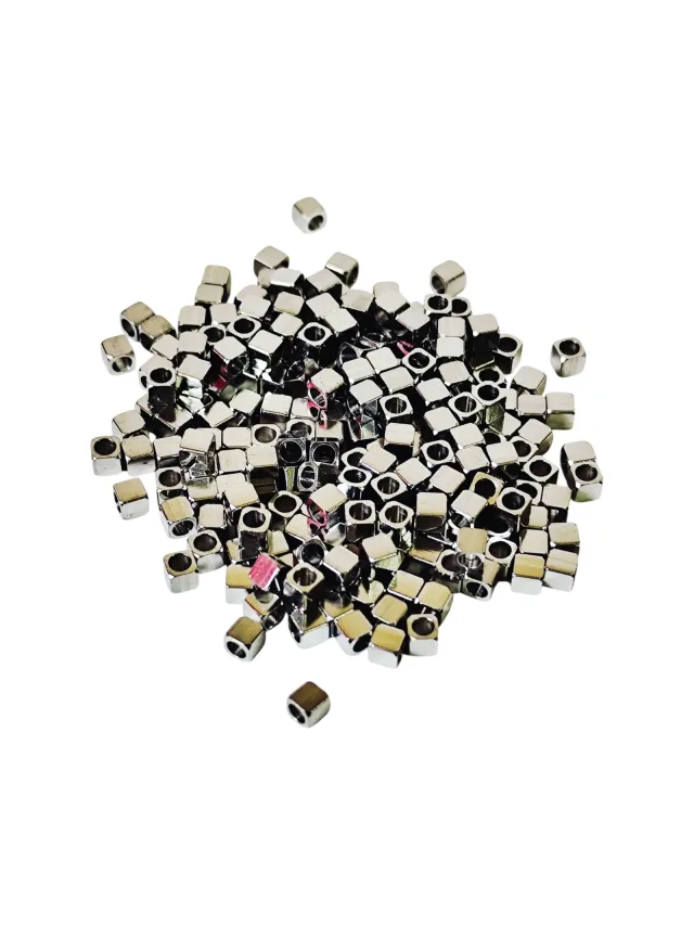 220 x Stainless steel cube beads, 3 x 3mm