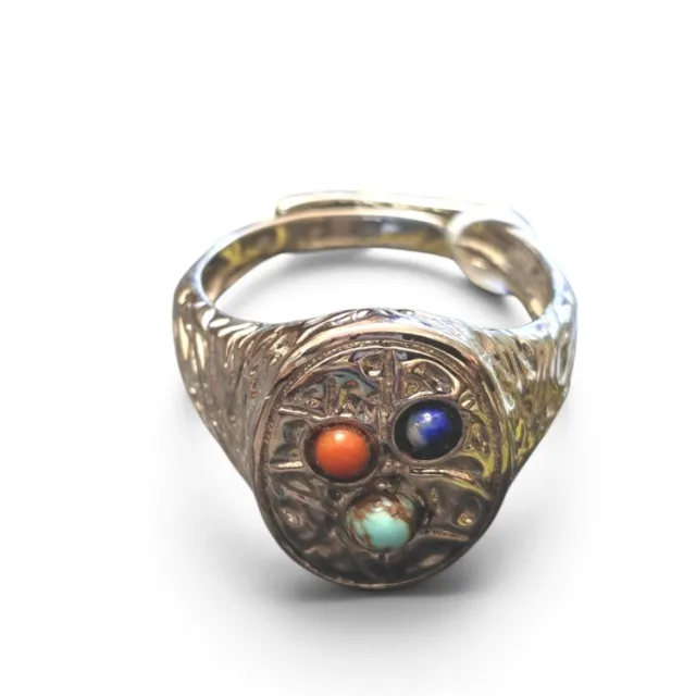 Triple Accent Stone Dress Ring – Base Metal, Adjustable