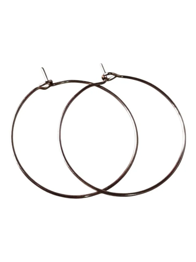 1 pair earwire hoop ring, rose gold stainless steel, 30mm