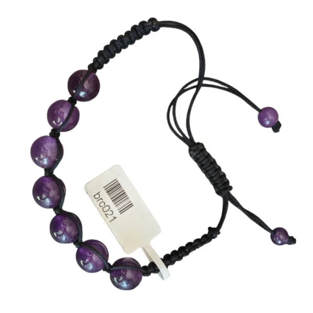 Woven bracelet, Amethyst 10mm, adjustable