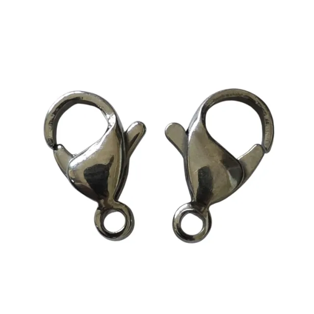2 x Lobster clasps, Stainless steel, 11mm