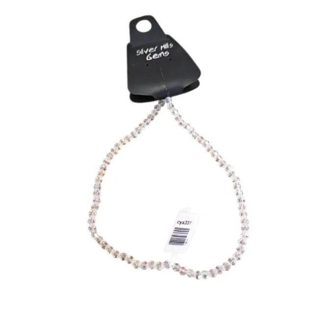 Glass bead string, faceted, Biconne, 4mm, Clear