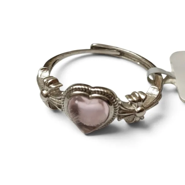 Dress Ring with Pink Heart, Adjustable