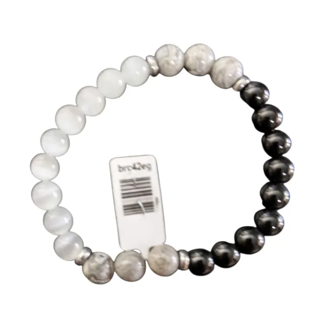 Cat's eye w onyx bead bracelet 8mm