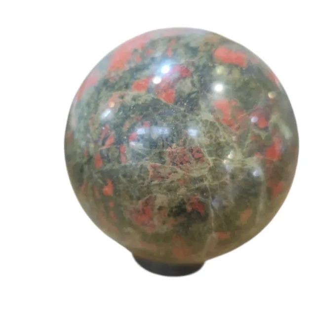 Unakite sphere, 9.4cm (Roughly the size of a drink coaster)