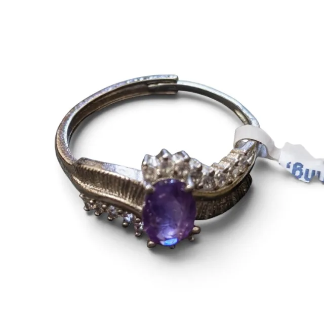 Amethyst dress ring, Base metal, adjustable