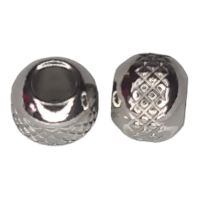 5x Textured bead in stainless steel, 5x6.2mm